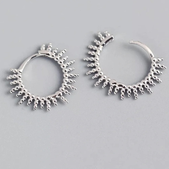 COPY - COPY - COPY - Sterling Silver Spike Huggie Hoop Earrings Brand New - Picture 2 of 3